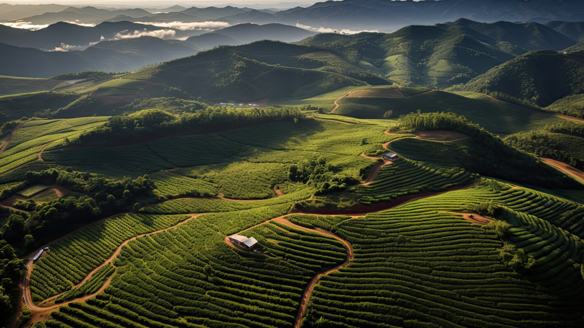 landscape of the mountains, coffee plantation,  tea plantation